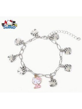 Sanrio Hello Kitty Silver Charm Bracelet • Kawaii Adjustable Charm Chain